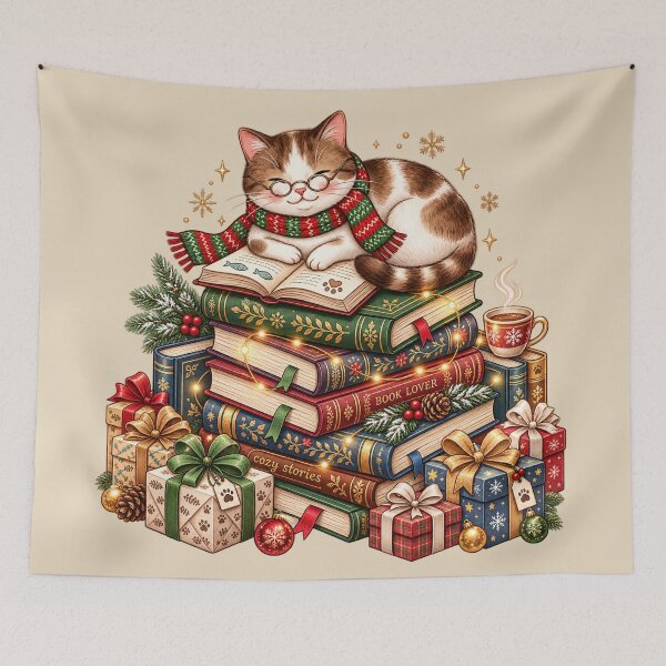 Item preview, Cozy Christmas Cat Book Lover designed and sold by TrinovaCreates.