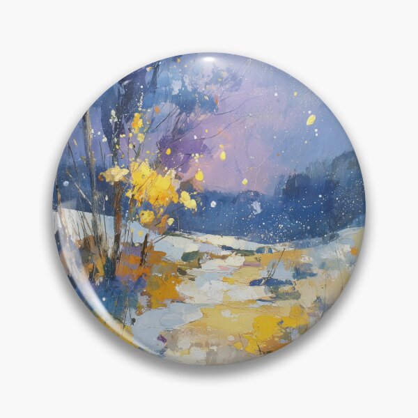 Item preview, Sendero nevado al atardecer con luz dorada designed and sold by solynneart.