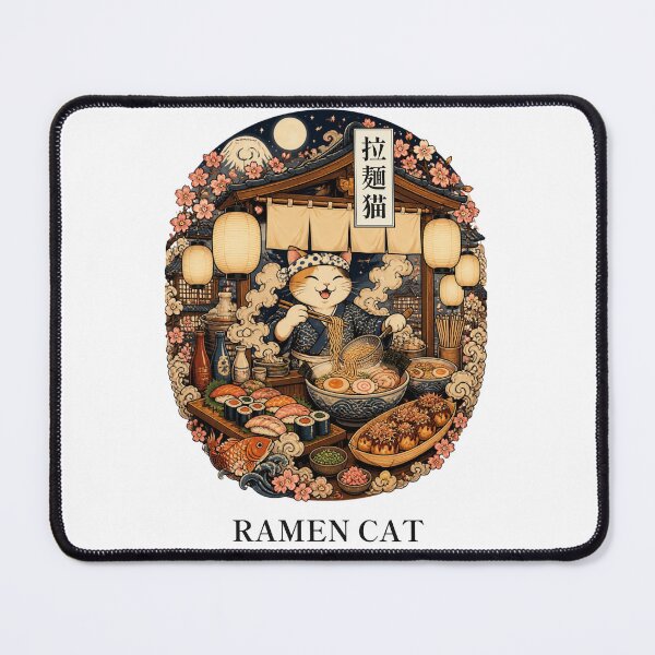 Item preview, Ramen Stall Cat with Japanese Title 拉麺猫 | Ukiyo-e Cat | Japanese Design designed and sold by JapanMemoir.