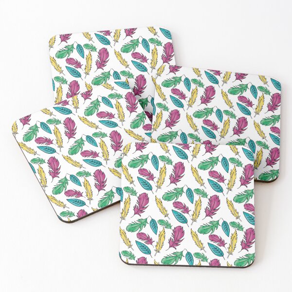 Item preview, Colorful Boho feather Pattern in Teal green and berry designed and sold by naturerafa.