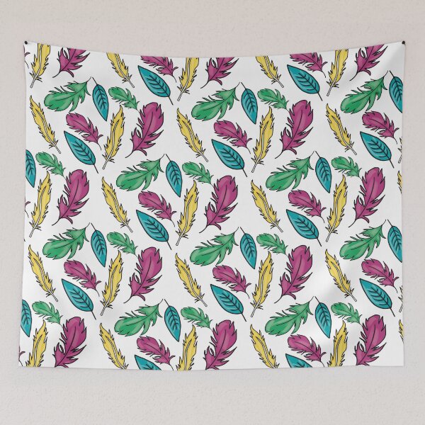 Item preview, Colorful Boho feather Pattern in Teal green and berry designed and sold by naturerafa.