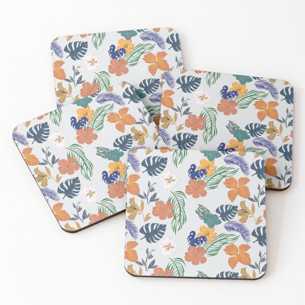Item preview, Tropical Hawaiian Seamless Pattern with Exotic Flowers and Palm Leaves designed and sold by Jojoystudio.