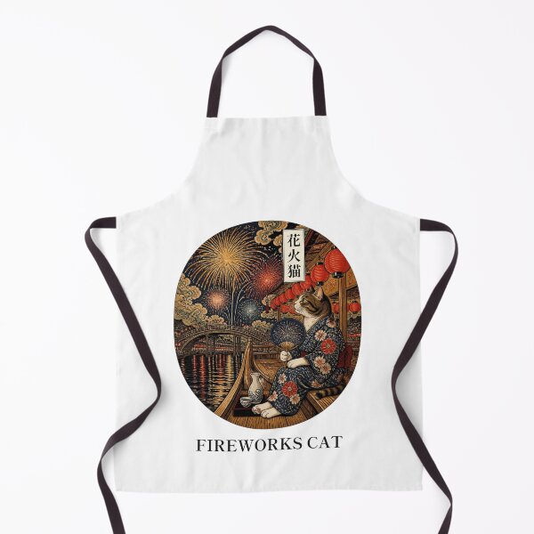 Item preview, Fireworks Boat Cat with Japanese Title 花火猫 | Ukiyo-e Cat | Japanese Design designed and sold by JapanMemoir.