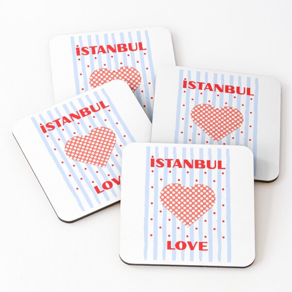 Item preview, Istanbul Love Retro Pop Art Heart Poster - Vintage Red Polka Dots and Blue Stripes Travel Graphic designed and sold by asliberry.