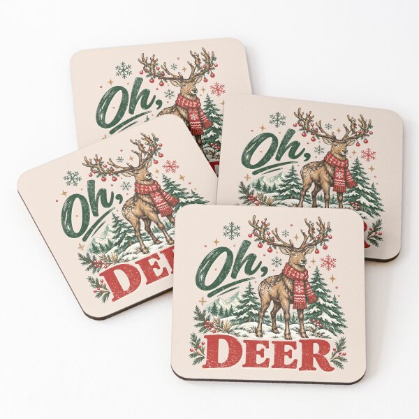 Item preview, Oh Deer Funny Christmas Reindeer, Cute Antlers and Scarf, Cozy Woodland Winter Animal, Retro Holiday Humor Gift designed and sold by Quiajia.