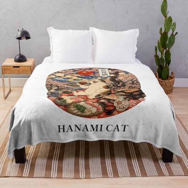 Item preview, Hanami Cat with Japanese Title 花見猫 | Ukiyo-e Cat | Japanese Design designed and sold by JapanMemoir.