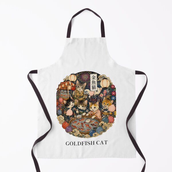 Item preview, Goldfish Festival Kittens with Japanese Title 金魚猫 | Ukiyo-e Cat | Japanese Design designed and sold by JapanMemoir.