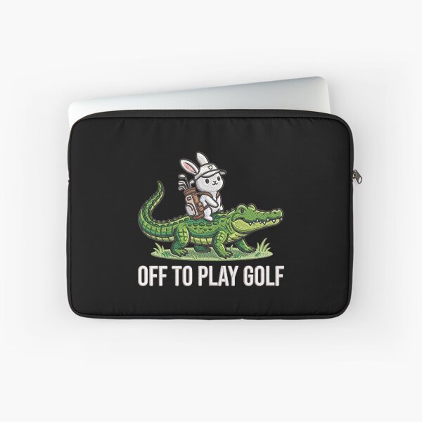 Item preview, Off to Play Golf – Bunny Golfer Riding an Alligator designed and sold by dudelinart.