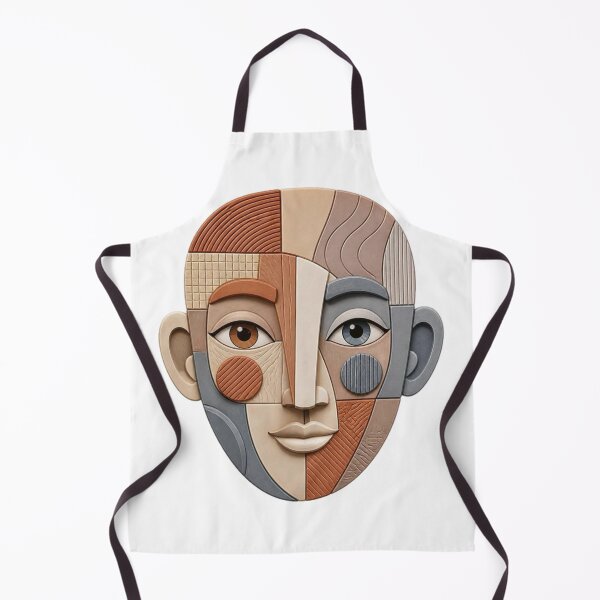 Item preview, Abstract Cubist Face in Terracotta and Gray designed and sold by aliyehc.