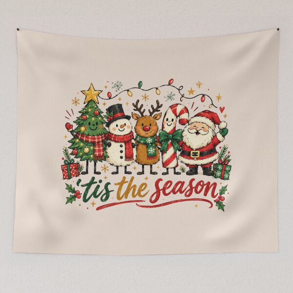 Item preview, Tis The Season Cute Christmas Characters, Retro Santa Reindeer Candy Cane, Festive Holiday Aesthetic, Merry Xmas Gift designed and sold by Quiajia.