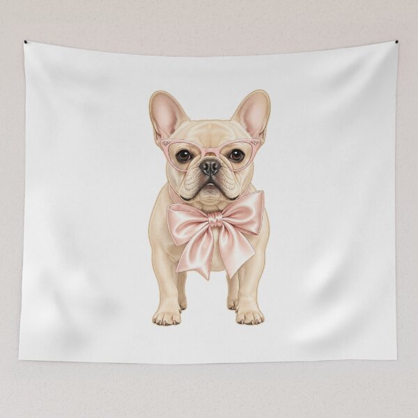 Item preview, French Chic Bulldog Pink Bow Glasses Coquette Aesthetic designed and sold by gushtera.