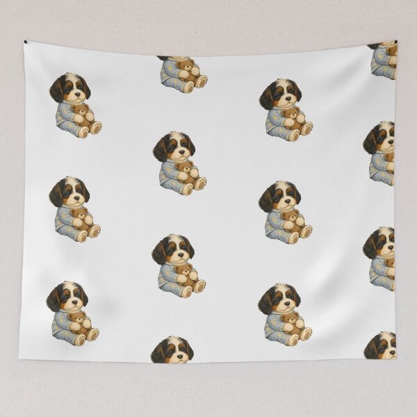 Item preview, Sleeping Bernedoodle Puppy Pajamas Art designed and sold by Kedspicedesign.