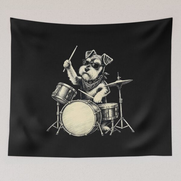 Item preview,  Animal Cute Yorkshire Terrier Playing Drums Funny Music Dog Drummer designed and sold by MOHAMED FRASER.