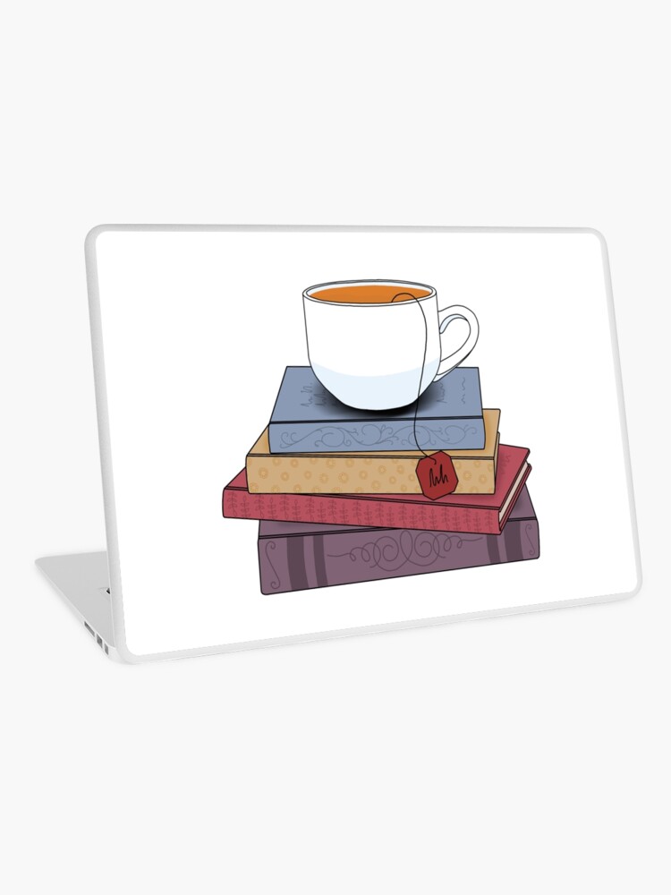 Thumbnail 1 of 2, Laptop Skin, Tea and books designed and sold by NicoleHarvey.