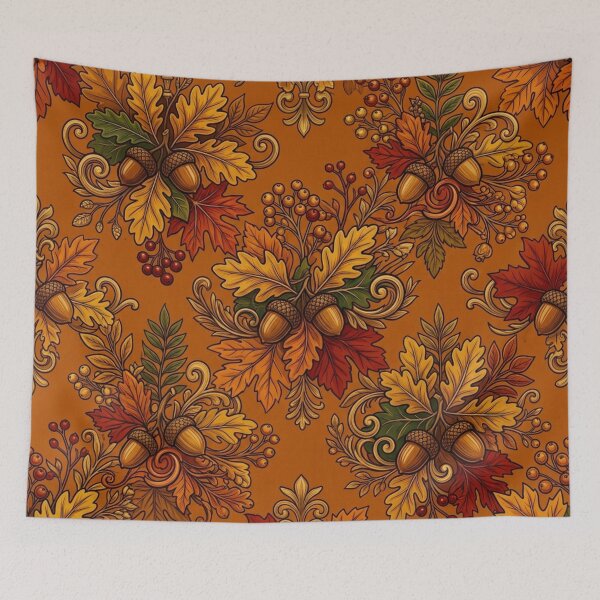 Item preview, Vintage Autumn Leaves and Acorns Seamless Pattern, Fall Harvest Botanical Illustration Design designed and sold by crackerflake.