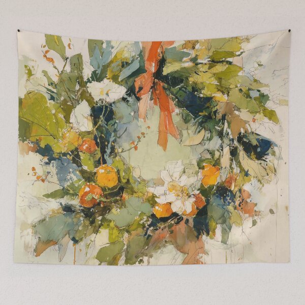 Item preview, Christmas Wreath with Oranges and Red Bow designed and sold by solynneart.