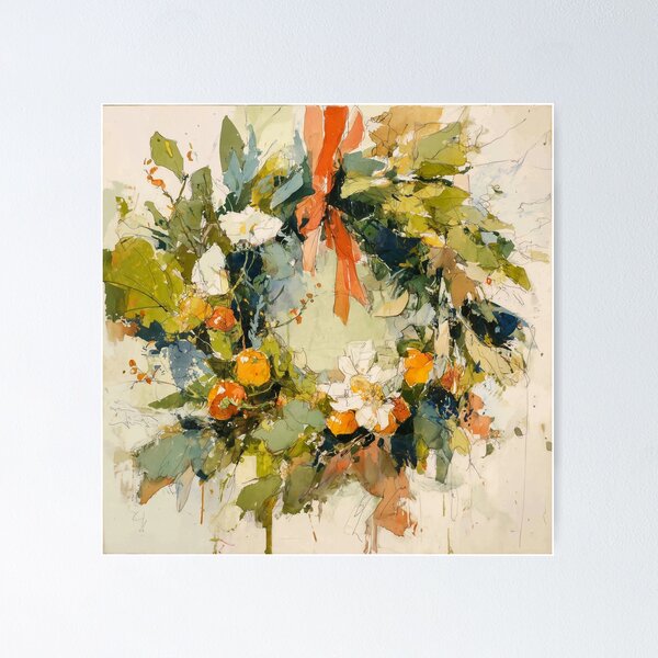 Item preview, Christmas Wreath with Oranges and Red Bow designed and sold by solynneart.
