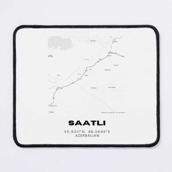 Item preview, Saatli Azerbaijan Map Coordinates Minimalist Location Design designed and sold by RM-Journey.