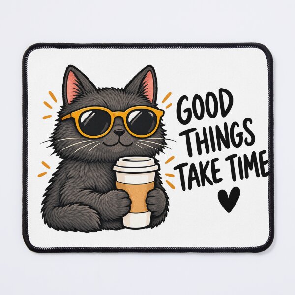 Item preview, Good Things Take Time Cool Cat With Coffee Cute designed and sold by Mygoodees.