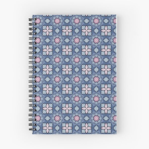 Item preview, Coral Pink Slate Blue Soft Lilac Octagonal Starburst Floral Mosaic Mandala - Duvet Cover designed and sold by ArithraStudio.