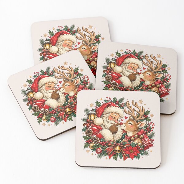 Item preview, Santa Boop Cute Christmas Reindeer, Vintage Santa Claus Red Nose Deer, Retro Christmas Holly, Cozy Festive Holiday Aesthetic designed and sold by Quiajia.