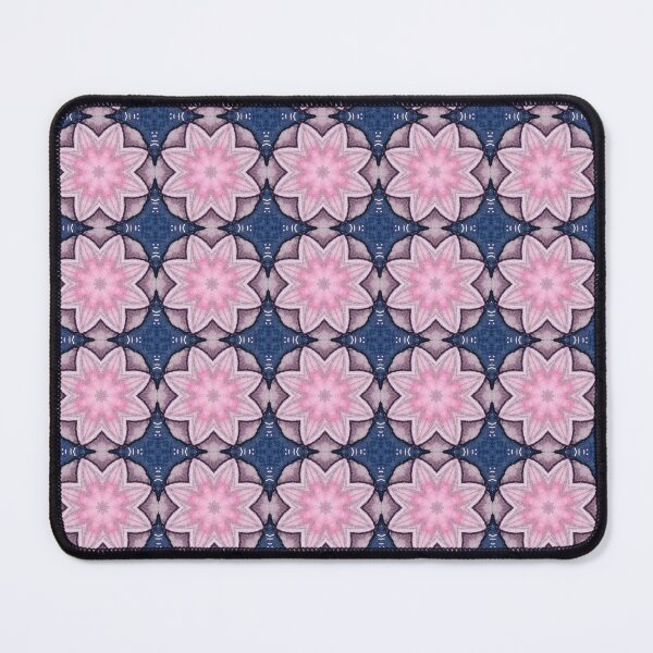 Item preview, Coral Pink Dusty Mauve Deep Indigo Octagonal Floral Mosaic Mandala - Duvet Cover designed and sold by ArithraStudio.