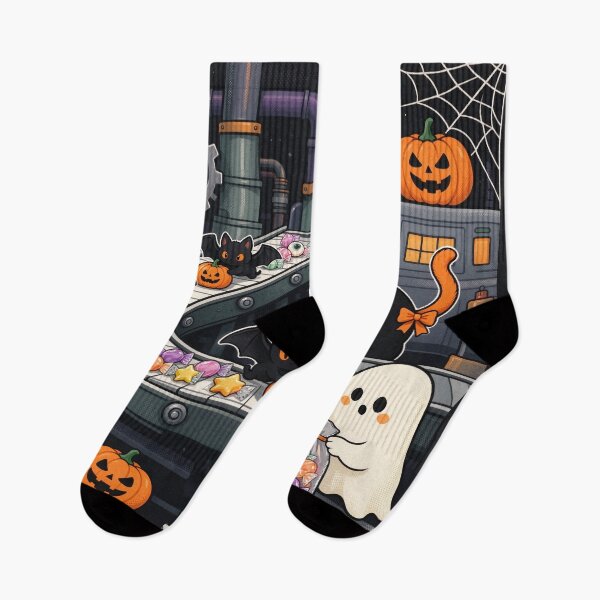 Item preview, Spooky Candy Factory Cute Black Cat and Ghost designed and sold by DigArtis.