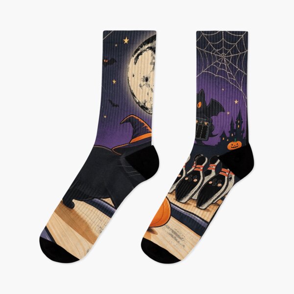 Item preview, Spooky Bowling Alley Cute Black Cat and Pumpkin designed and sold by DigArtis.