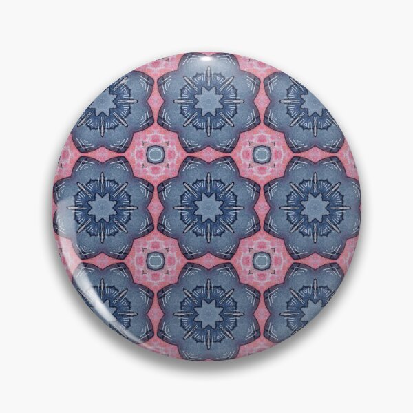 Item preview, Slate Blue Coral Pink Deep Indigo Octagonal Floral Medallion Tile Pattern Mandala - Duvet Cover designed and sold by ArithraStudio.