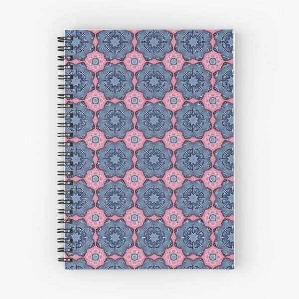 Item preview, Slate Blue Coral Pink Deep Indigo Octagonal Floral Medallion Tile Pattern Mandala - Duvet Cover designed and sold by ArithraStudio.