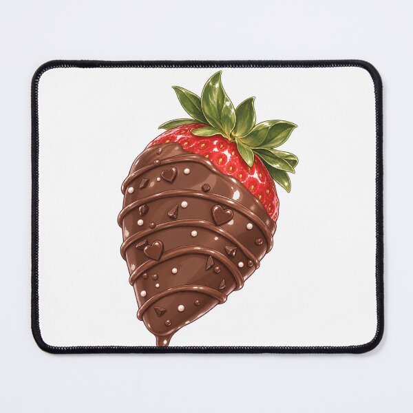 Item preview, Dark Chocolate Covered Strawberry with Hearts - Cute Dessert Illustration designed and sold by Kiralemon.