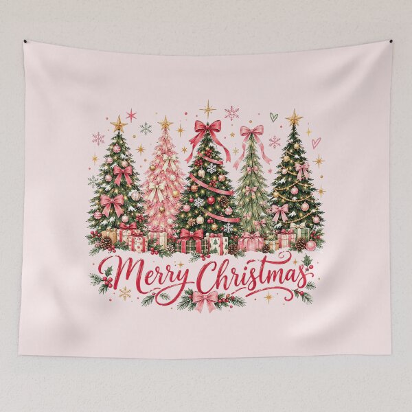 Item preview, Coquette Merry Christmas Tree, Preppy Christmas Bows and Ornaments, Cute Girly Holiday Aesthetic, Festive Pink Xmas Decor designed and sold by Quiajia.