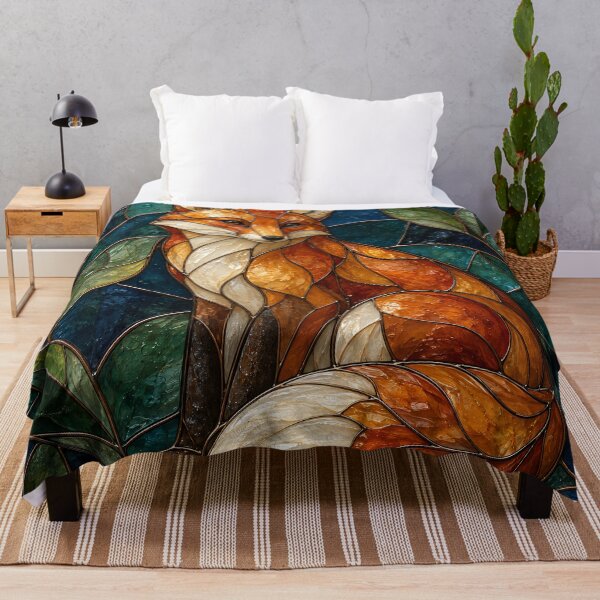 Item preview, Stained Glass Fox Art – Elegant Woodland Wildlife Mosaic designed and sold by Kaleidoscope Print.