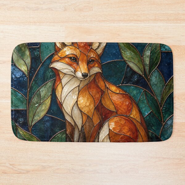 Item preview, Stained Glass Fox Art – Elegant Woodland Wildlife Mosaic designed and sold by Kaleidoscope Print.