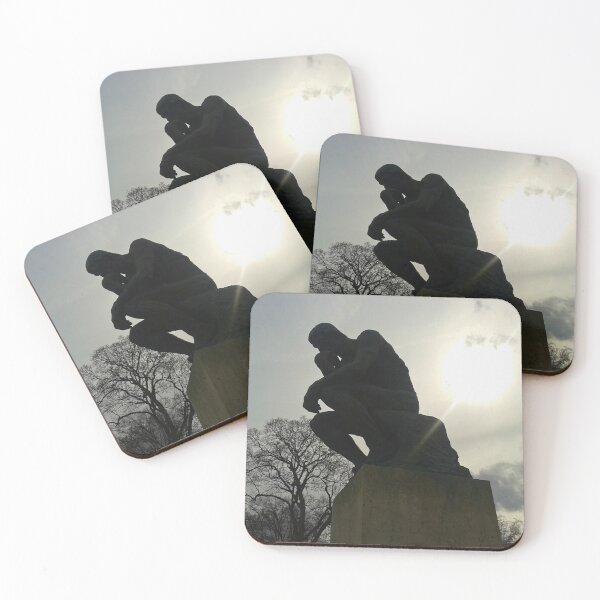 Item preview, Rodin Thinker Sculpture in Paris with Dramatic Sun Chiaroscuro designed and sold by ernestynart.