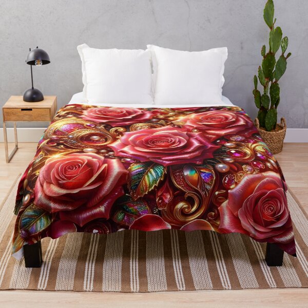 Item preview, Elegant Gold Royal Roses and Jeweled Petals Design designed and sold by Sybille-Yates.