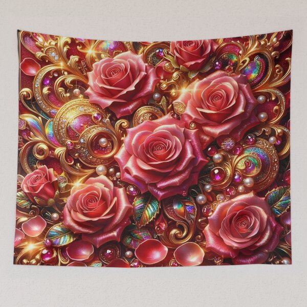 Item preview, Elegant Gold Royal Roses and Jeweled Petals Design designed and sold by Sybille-Yates.