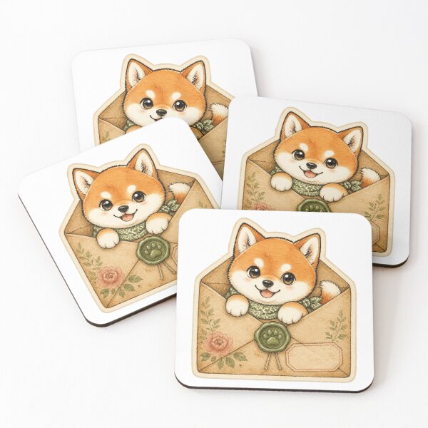 Item preview, Red Shiba Inu in Envelope with Wax Seal designed and sold by Kawaii Matcha Studio.