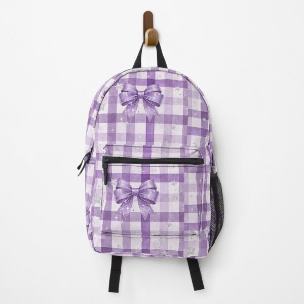 Item preview, Purple Coquette Bow on Gingham Check - Glitter Stars Watercolor Pattern designed and sold by Kiralemon.