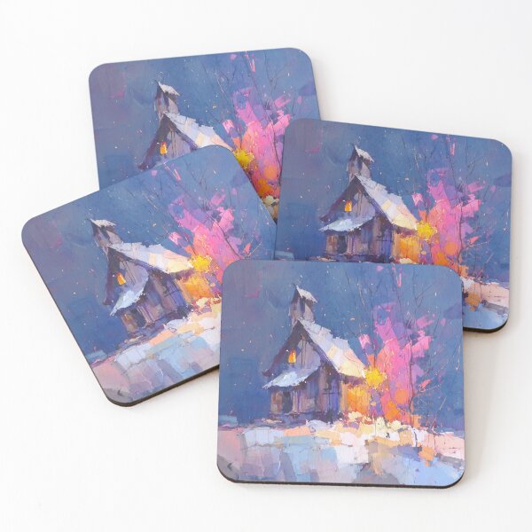 Item preview, Snowy Wooden Chapel on a Winter Night designed and sold by solynneart.
