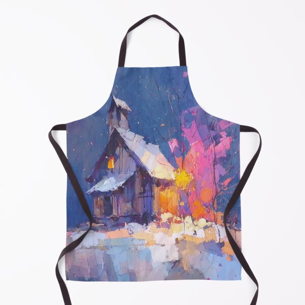 Item preview, Snowy Wooden Chapel on a Winter Night designed and sold by solynneart.