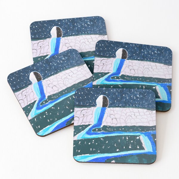 Item preview, Abstract Winter Night Landscape with Blue River designed and sold by fibiiistd.