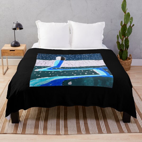 Item preview, Abstract Winter Night Landscape with Blue River designed and sold by fibiiistd.