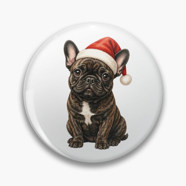Item preview, Cute Brindle French Bulldog Wearing Santa Hat Christmas Dog designed and sold by vekotpu.