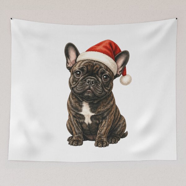 Item preview, Cute Brindle French Bulldog Wearing Santa Hat Christmas Dog designed and sold by vekotpu.