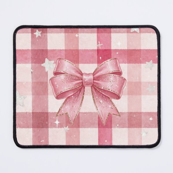 Item preview, Pink Coquette Bow on Pink Gingham - Glitter Stars Watercolor Pattern designed and sold by Kiralemon.