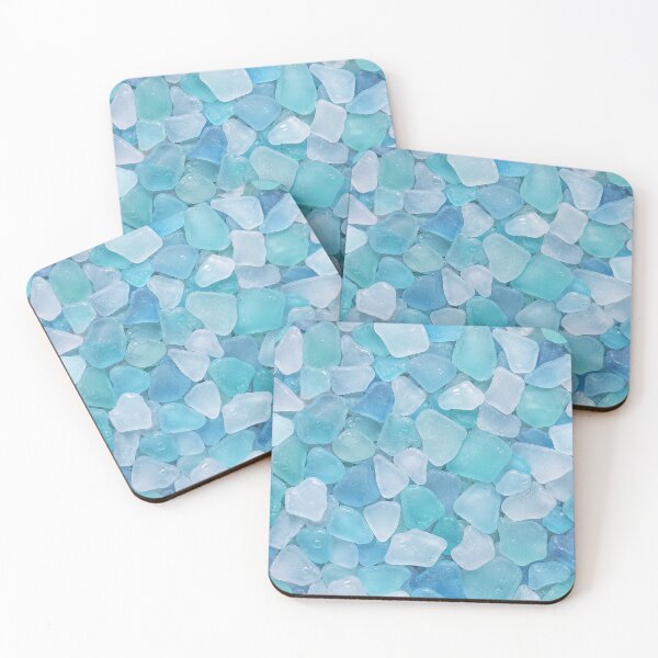 Item preview, Sea Glass, Frosted Texture, Turquoise Pebbles, Aqua Crystals, Coastal Decor, Translucent Stones, Icy Blue, Beach Treasures, Glass Mosaic, Ocean Aesthetic designed and sold by Wowbuystore.