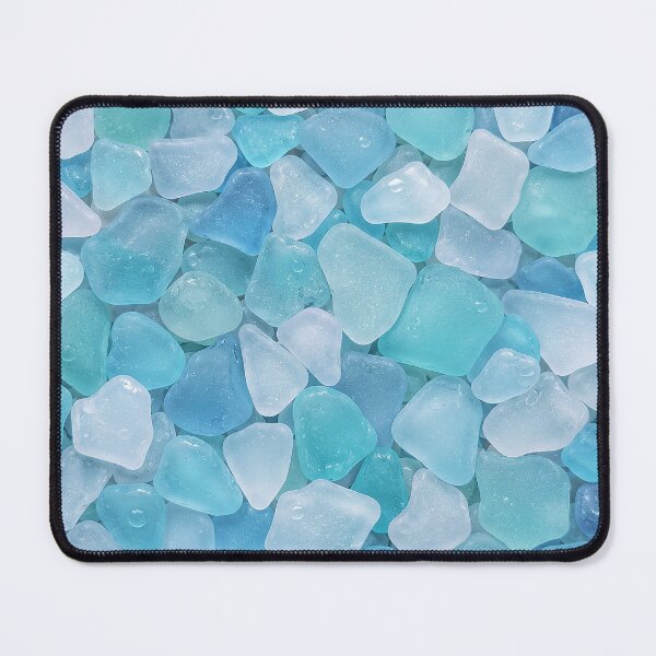 Item preview, Sea Glass, Frosted Texture, Turquoise Pebbles, Aqua Crystals, Coastal Decor, Translucent Stones, Icy Blue, Beach Treasures, Glass Mosaic, Ocean Aesthetic designed and sold by Wowbuystore.