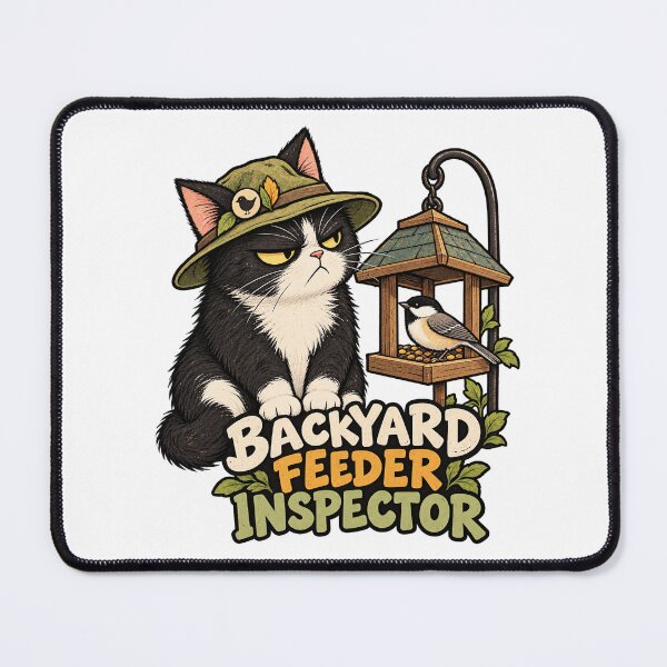 Item preview, Funny Birdwatching Cat – Backyard Bird Feeder Inspector Sticker designed and sold by The Silly Grumpy Society.