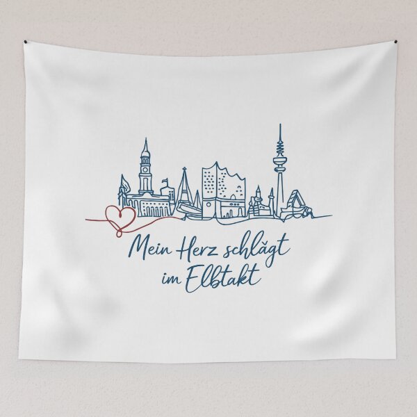Item preview, Hamburg Skyline – My heart beats to the rhythm of the Elbe designed and sold by Pineapple-Tree.